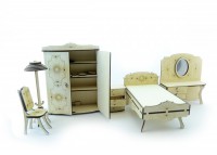 Конструктор 3D деревянный подвижный Lemmo Набор мебели спальня - МЕ-7